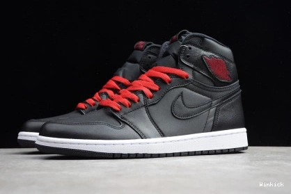555088-060 BLACK - RETRO JORDAN RED SATIN 1 GYM HIGH 0812
